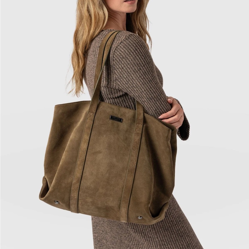 Saint and Sofia suede tote bag Khaki